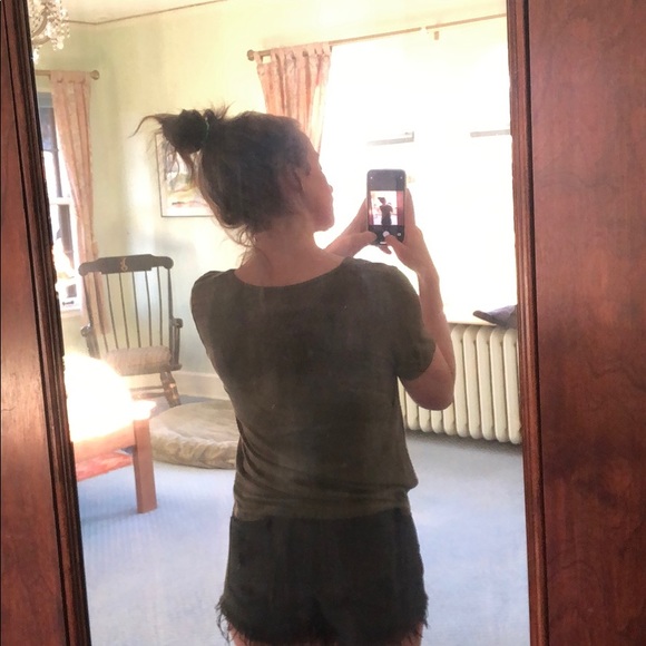 F21 green lace up top, size medium - Picture 3 of 5